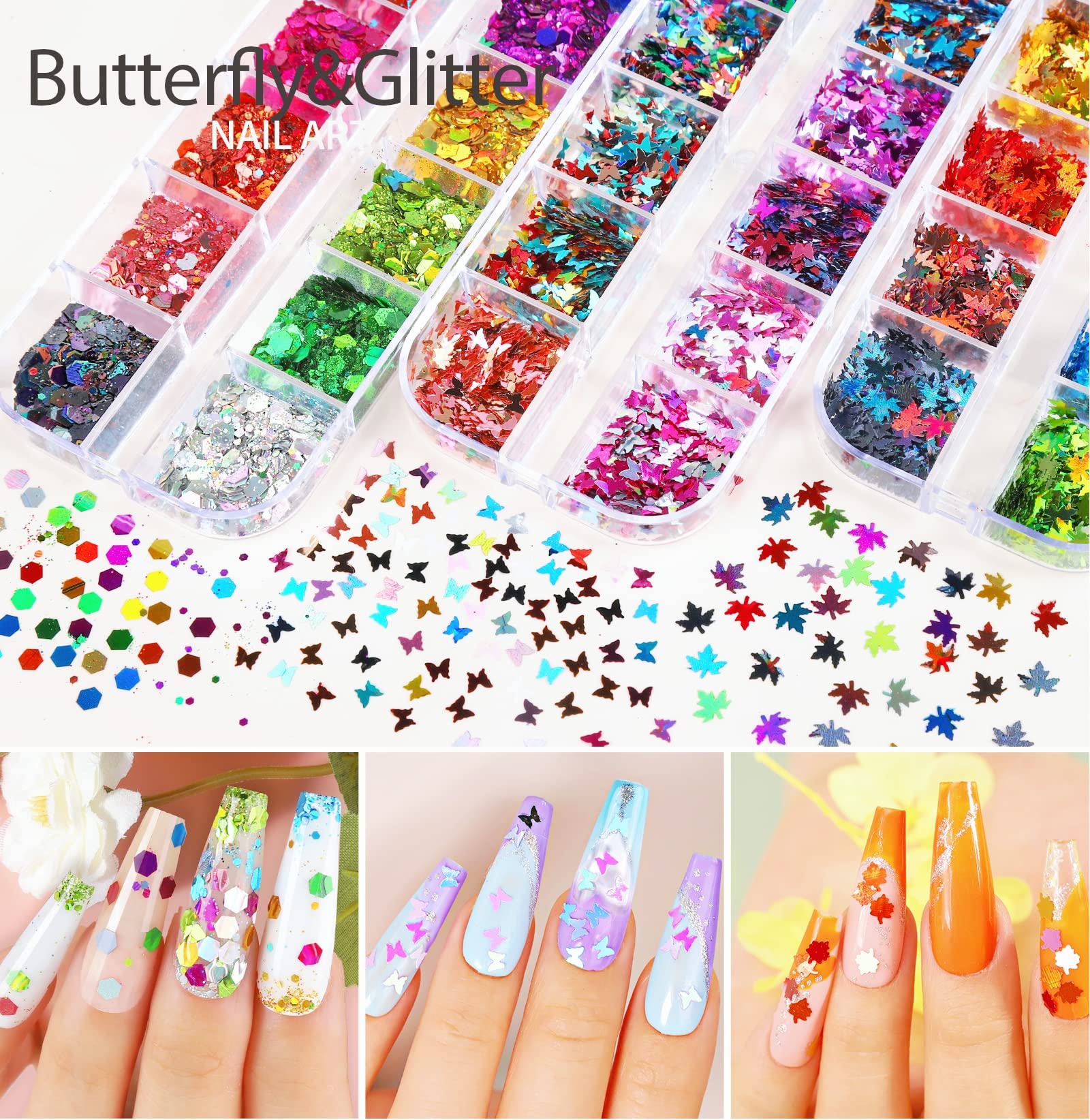 Teenitor lentejuelas confeti mariposa 12 colores: añade destellos juguetones a tus diseños.