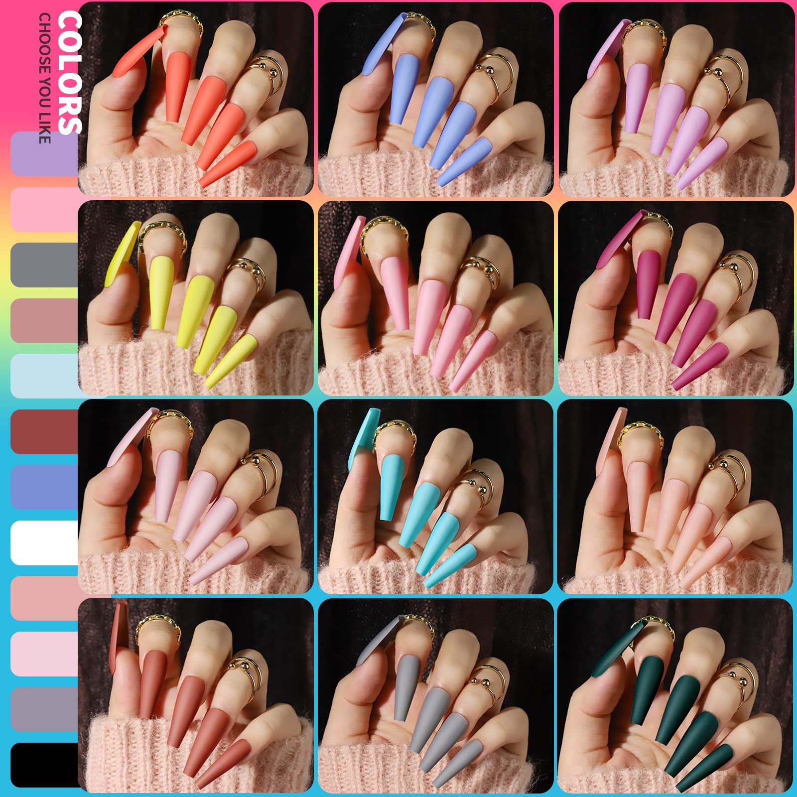 Teenitor long coffin glossy nails with a polished salon look