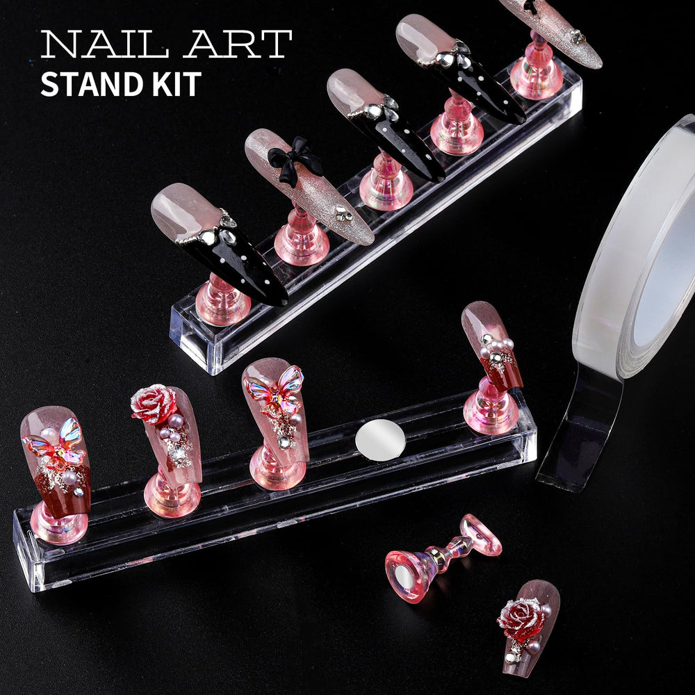 Teenitor magnetic nail stands with tape for easy placement