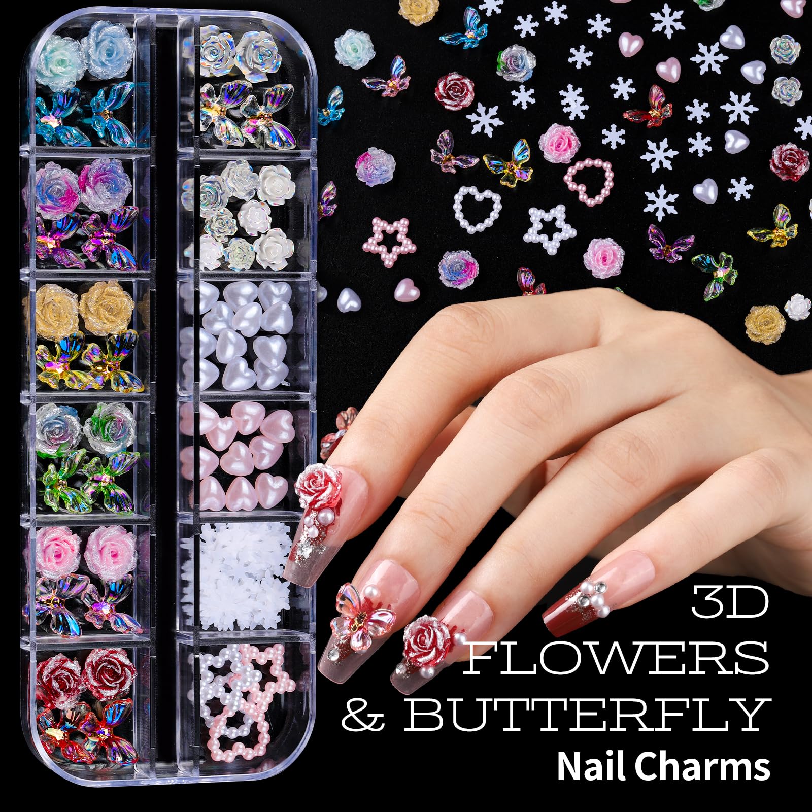 Teenitor flower and bow charms for playful nail designs
