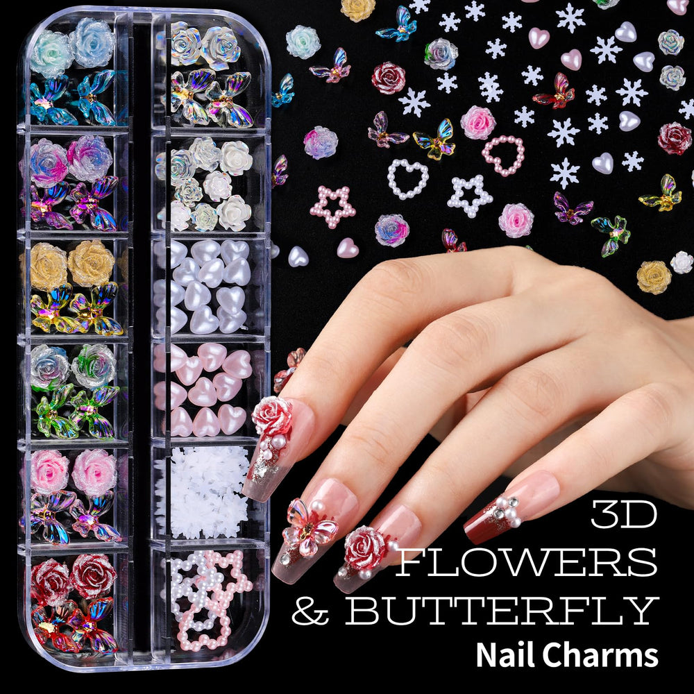 Teenitor flower and bow charms for playful nail designs
