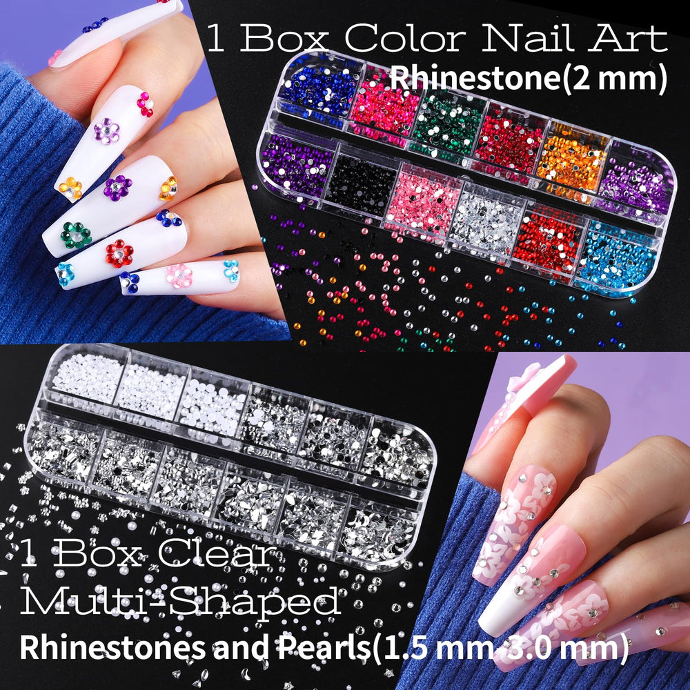 Teenitor flatback pearls and clear rhinestones in multiple shapes