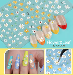 Teenitor pegatinas uñas 5D textura floral: diseño tridimensional para uñas más llamativas.