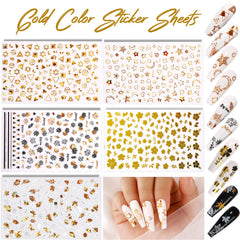 Teenitor adhesivos de uñas con corazones dorados para un toque elegante