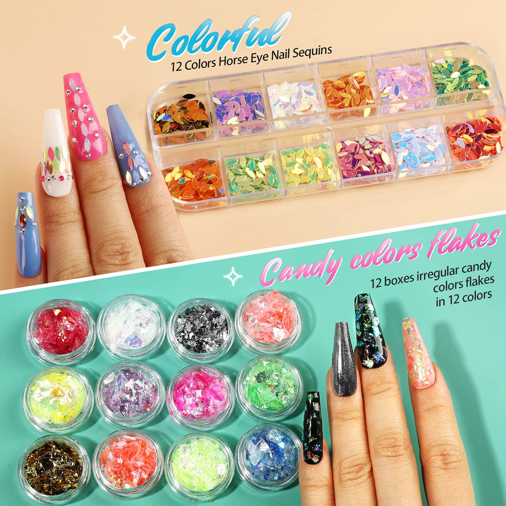 Piedras diferentes formas Teenitor para uñas, diseños versátiles.