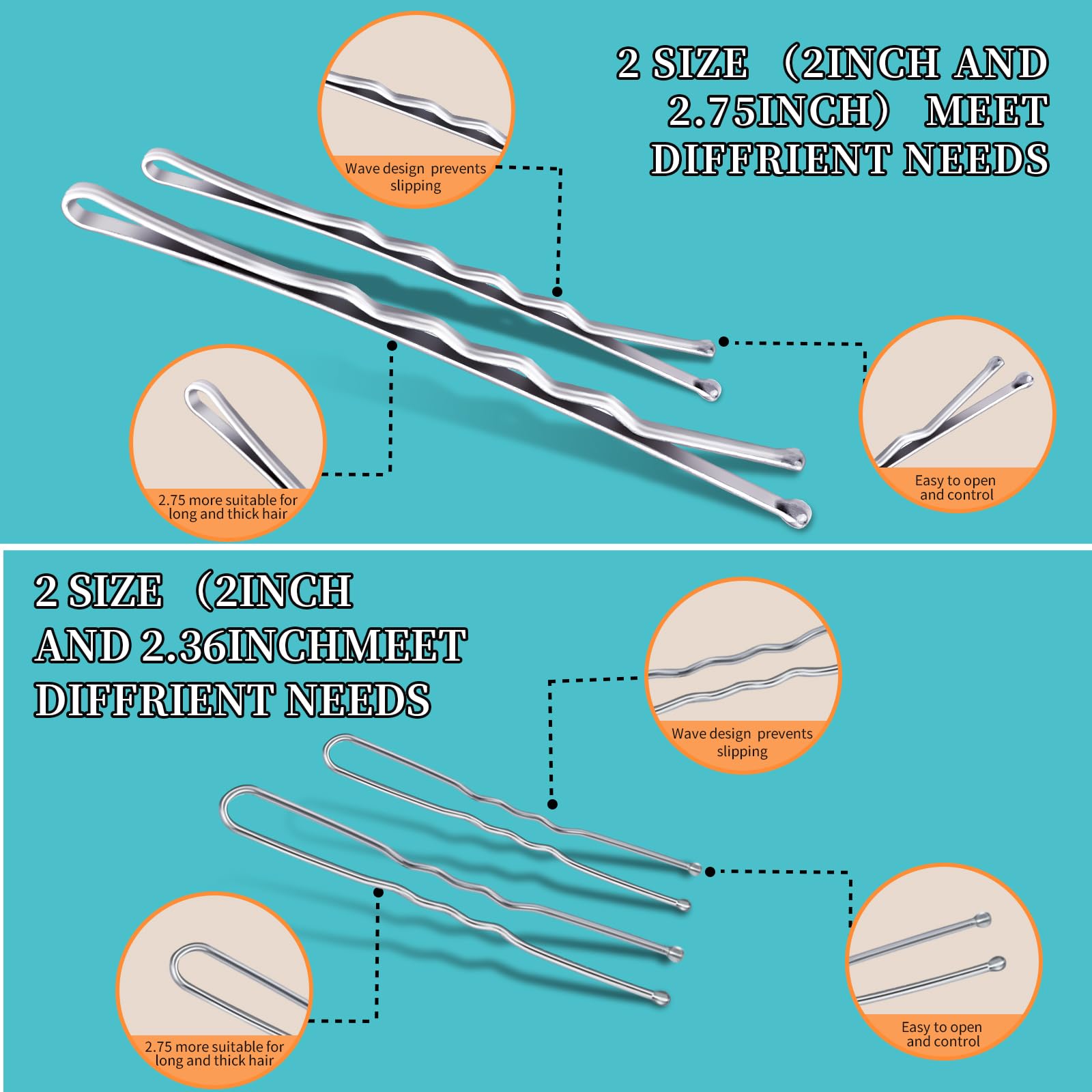 Teenitor pin plata para cabello gris, ideal para recoger mechones.