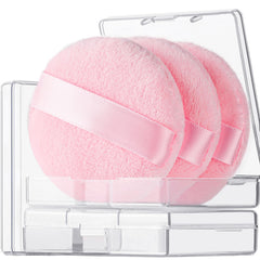 Teenitor puff para polvo rosado 6 cm con estuche, uso limpio y transporte cómodo.