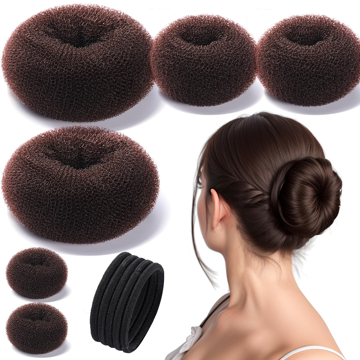 Teenitor rosquilla moño grande para cabello grueso, facilita peinados rápidos y estables.