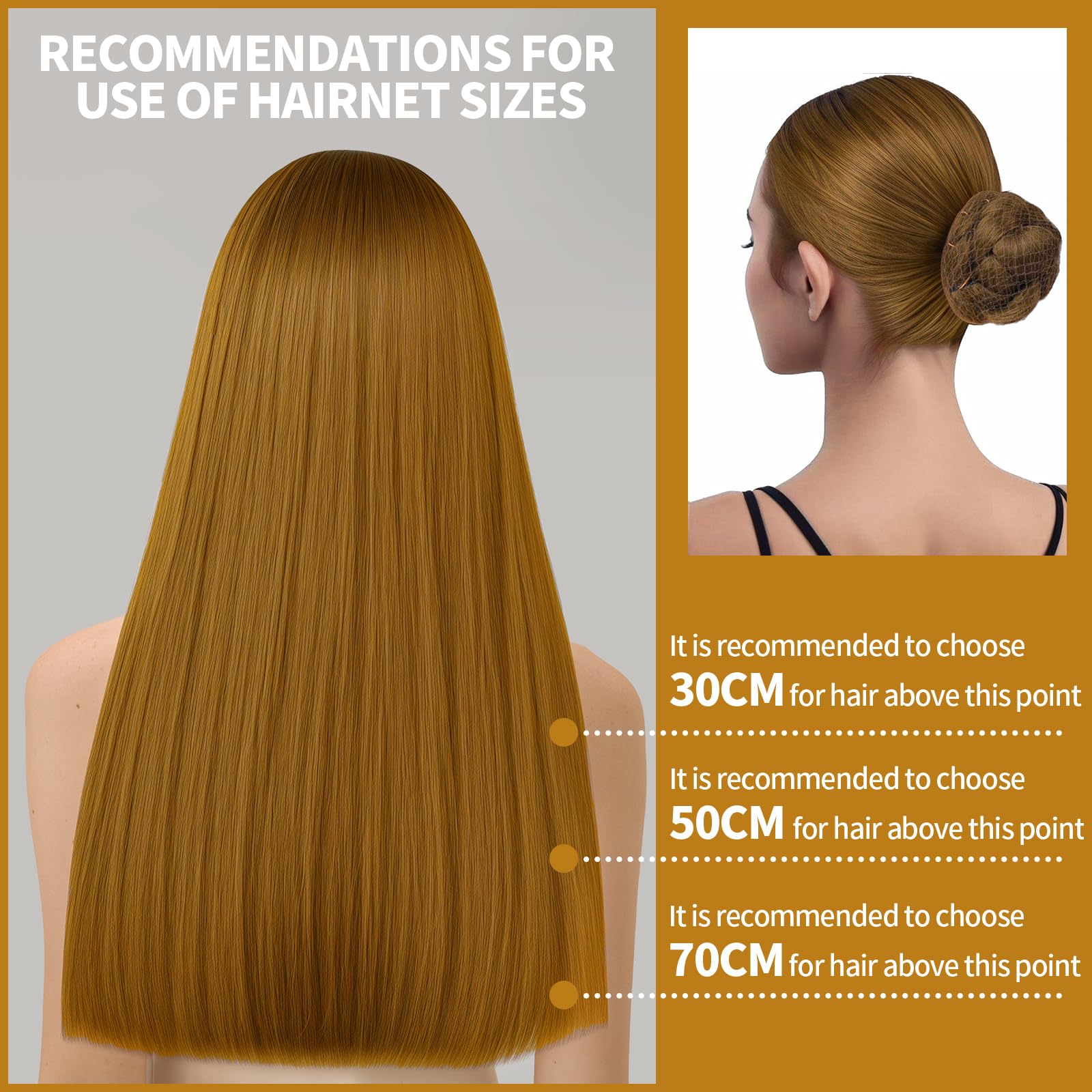 Teenitor tallas redes cabello rubio 30-50-70 cm, se adaptan a diferentes longitudes.
