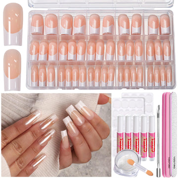 Teenitor Uñas Frances Tip Largas Cuadradas para un look elegante diario