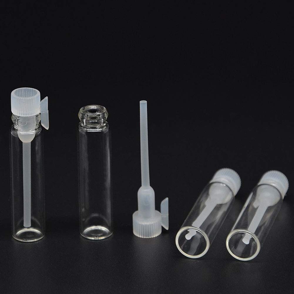 Teensery frascos muestra vidrio 1 ml con tapa transparente, ideales para viajes y pruebas de fragancias.