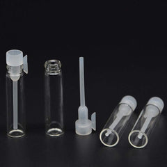 Teensery frascos muestra vidrio 1 ml con tapa transparente, ideales para viajes y pruebas de fragancias.