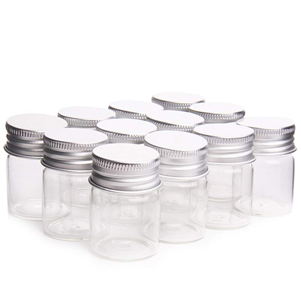 Teensery frascos de vidrio claro de 15 ml con tapa de aluminio, ideal para aceites