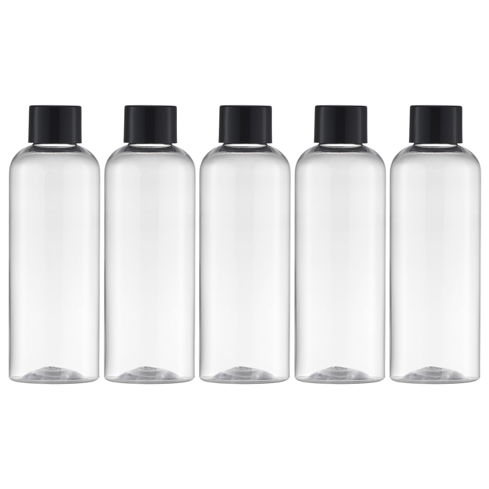 Botellas Tekson de viaje de 100 ml transparentes para cosméticos, visión clara del contenido.