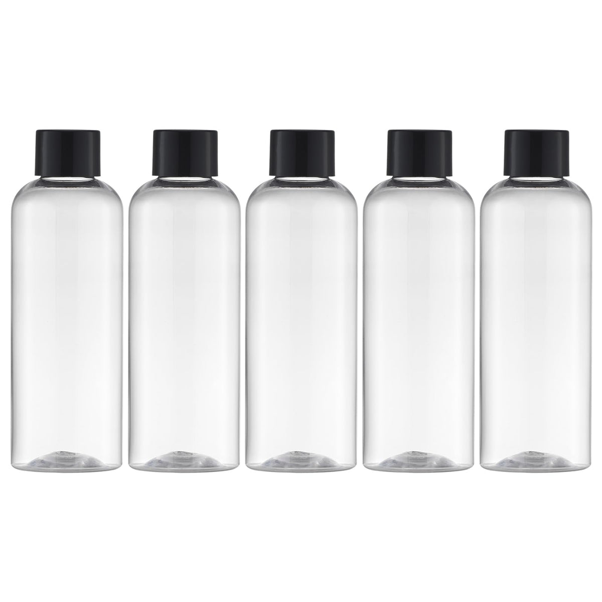 Botellas Tekson de viaje de 100 ml transparentes para cosméticos, visión clara del contenido.