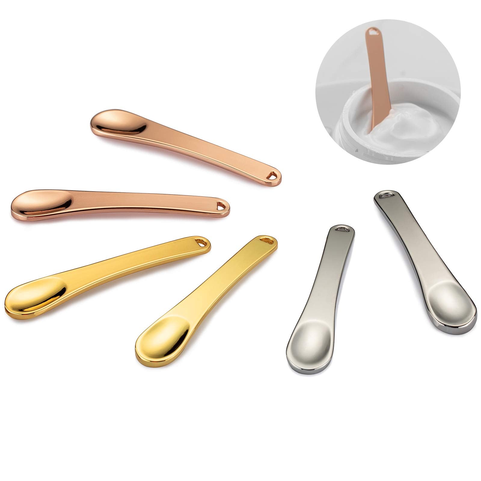 Tekson espátulas cosméticas en rosa-oro para uso facial seguro y limpio.