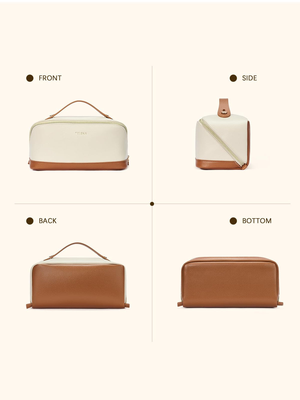 Telena bolsa maquillaje con divisores separa productos para mayor claridad