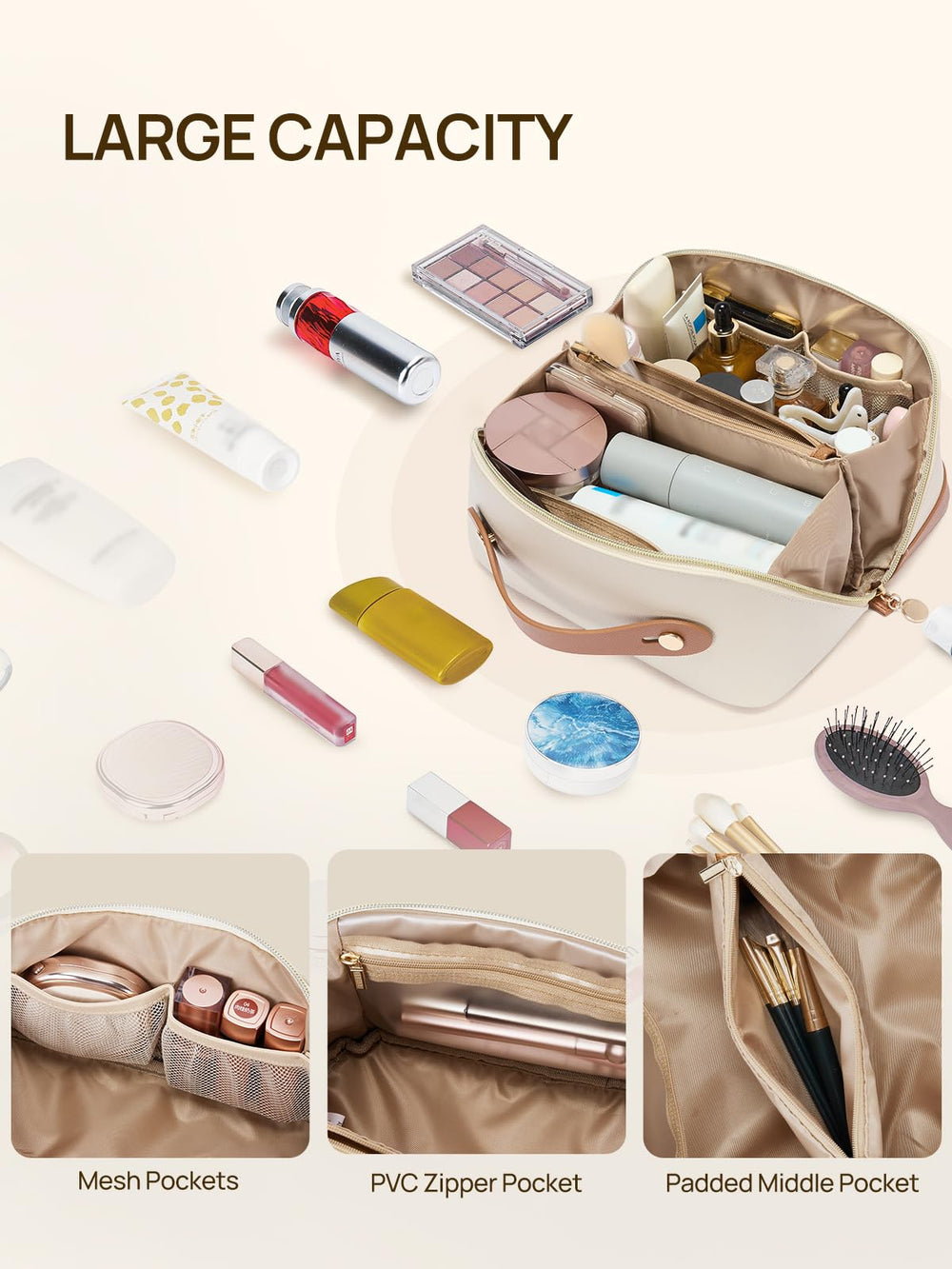Telena bolsa maquillaje con dos compartimentos organiza esenciales para salidas