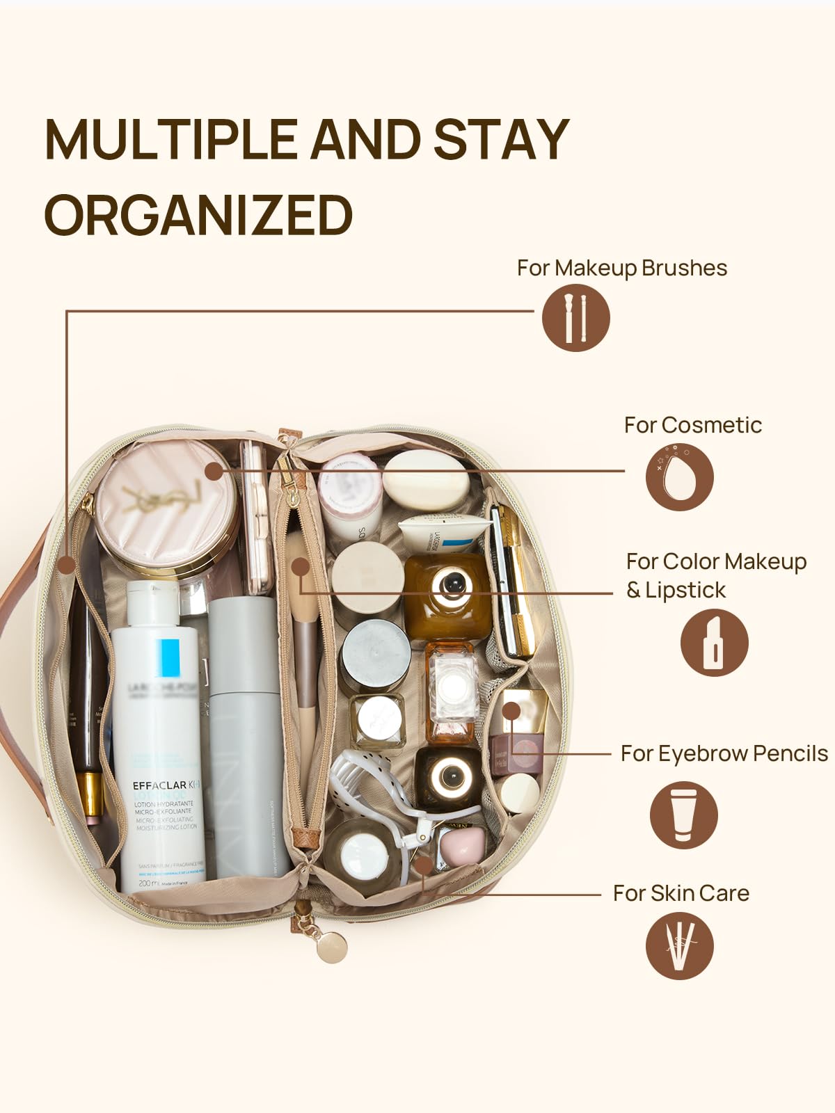 Telena bolsa maquillaje impermeable en cuero PU protege productos durante viajes