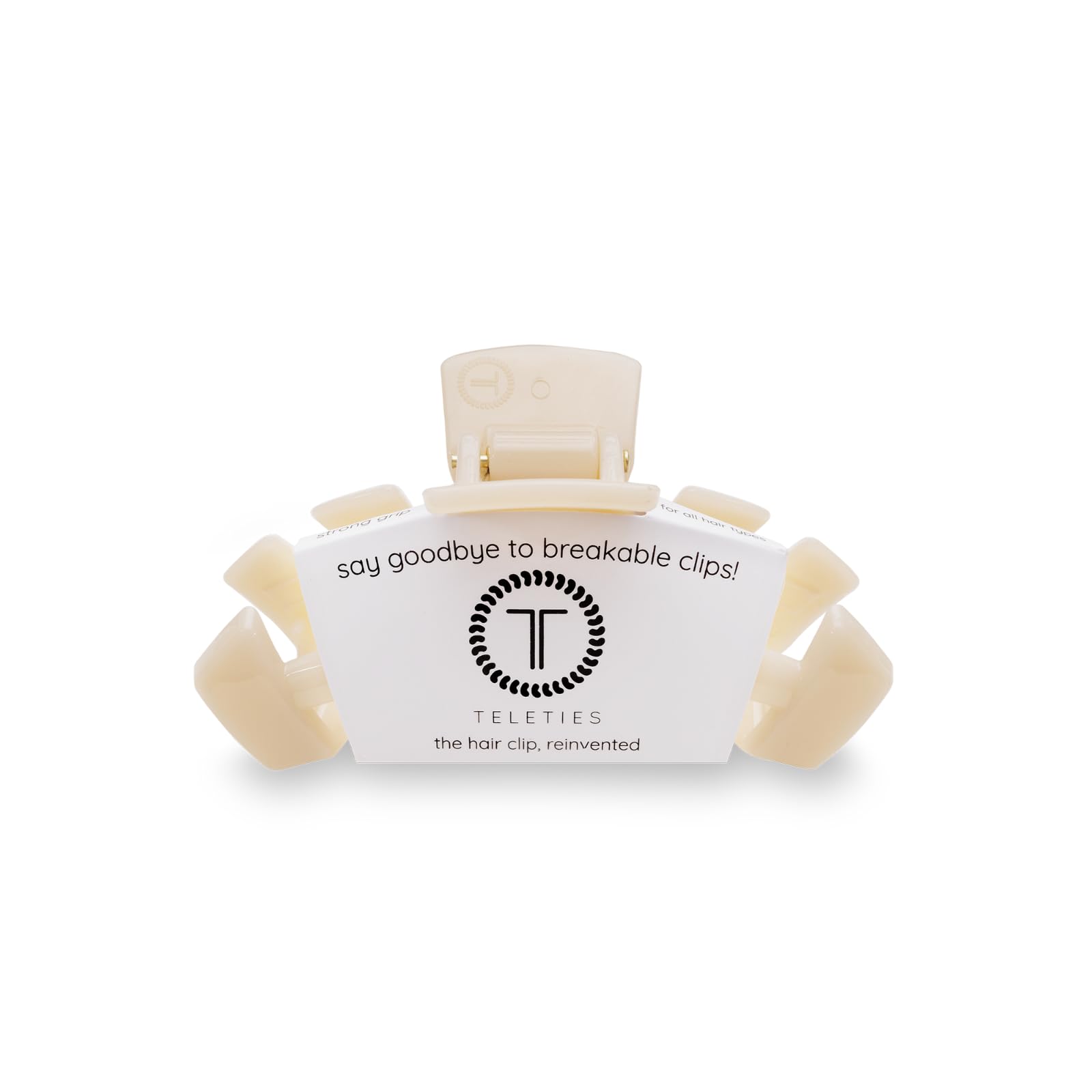 Teleties pinza pequeña en tono almendra-beige, ideal para cabello fino y peinados simples.