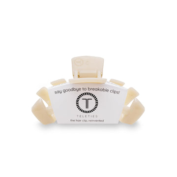 Teleties pinza pequeña en tono almendra-beige, ideal para cabello fino y peinados simples.