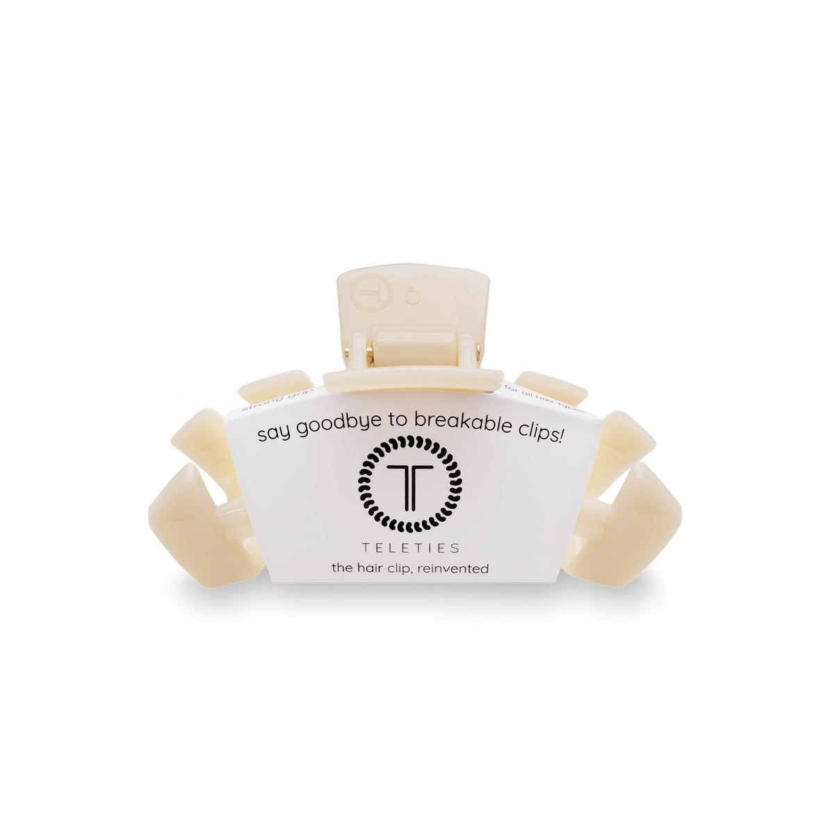 Teleties pinza pequeña en tono almendra-beige, ideal para cabello fino y peinados simples.