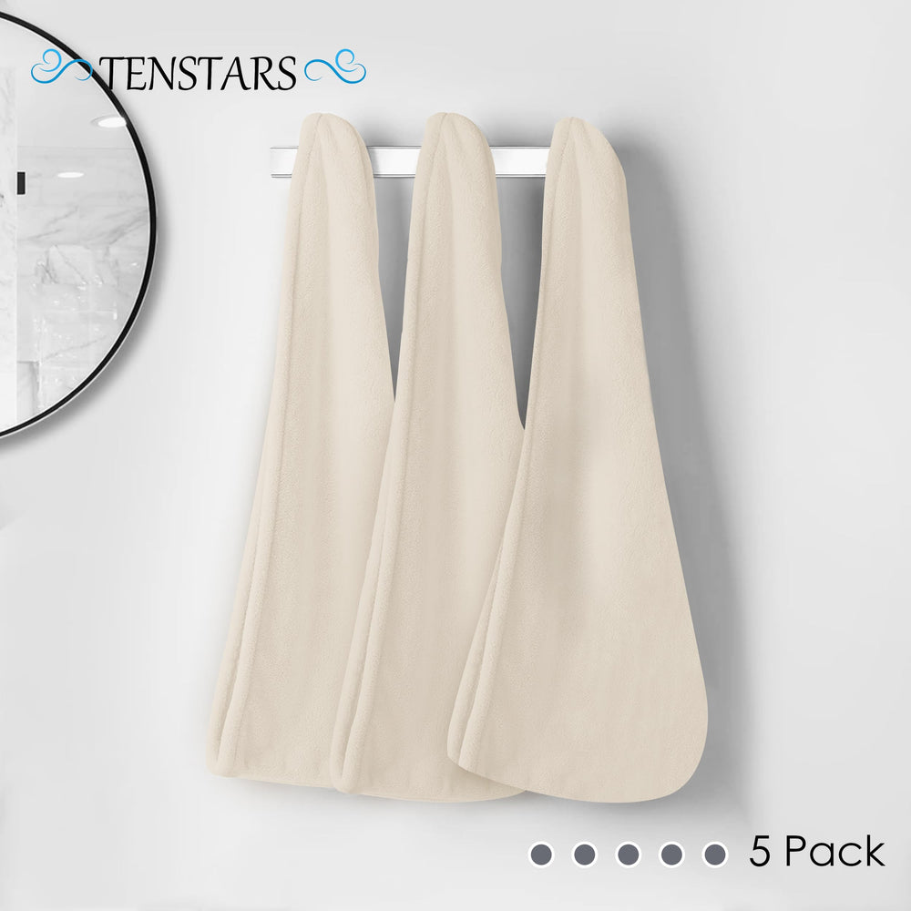 TENSTARS conjunto 5 toallas crema para cabello, regalo práctico.