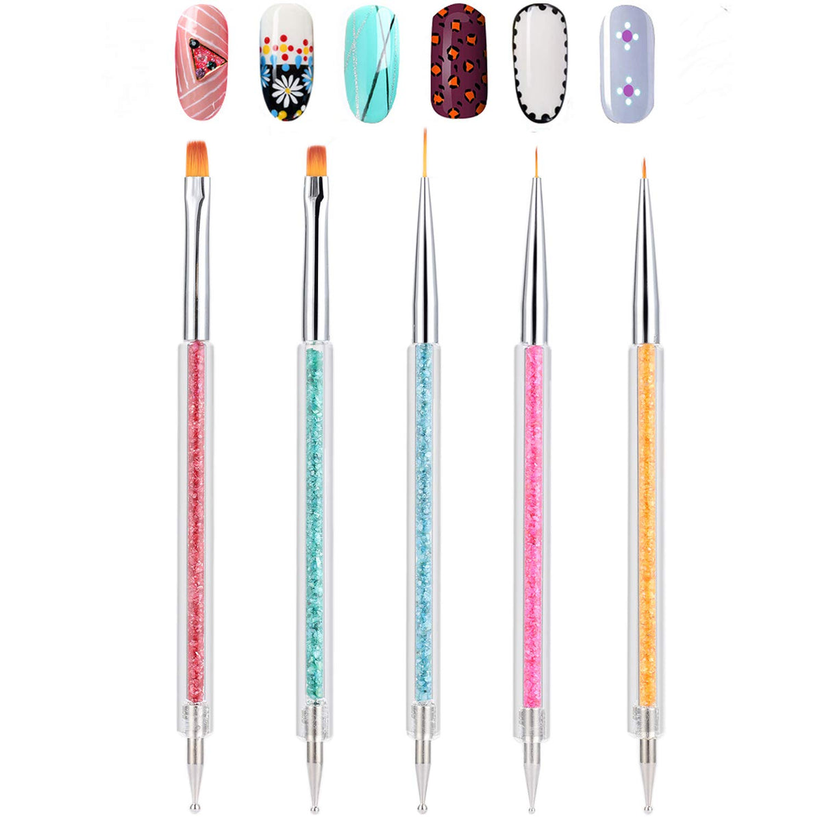 TEOYALL doble punta brochas de diseño para uñas, ideal para líneas y puntos nítidos.