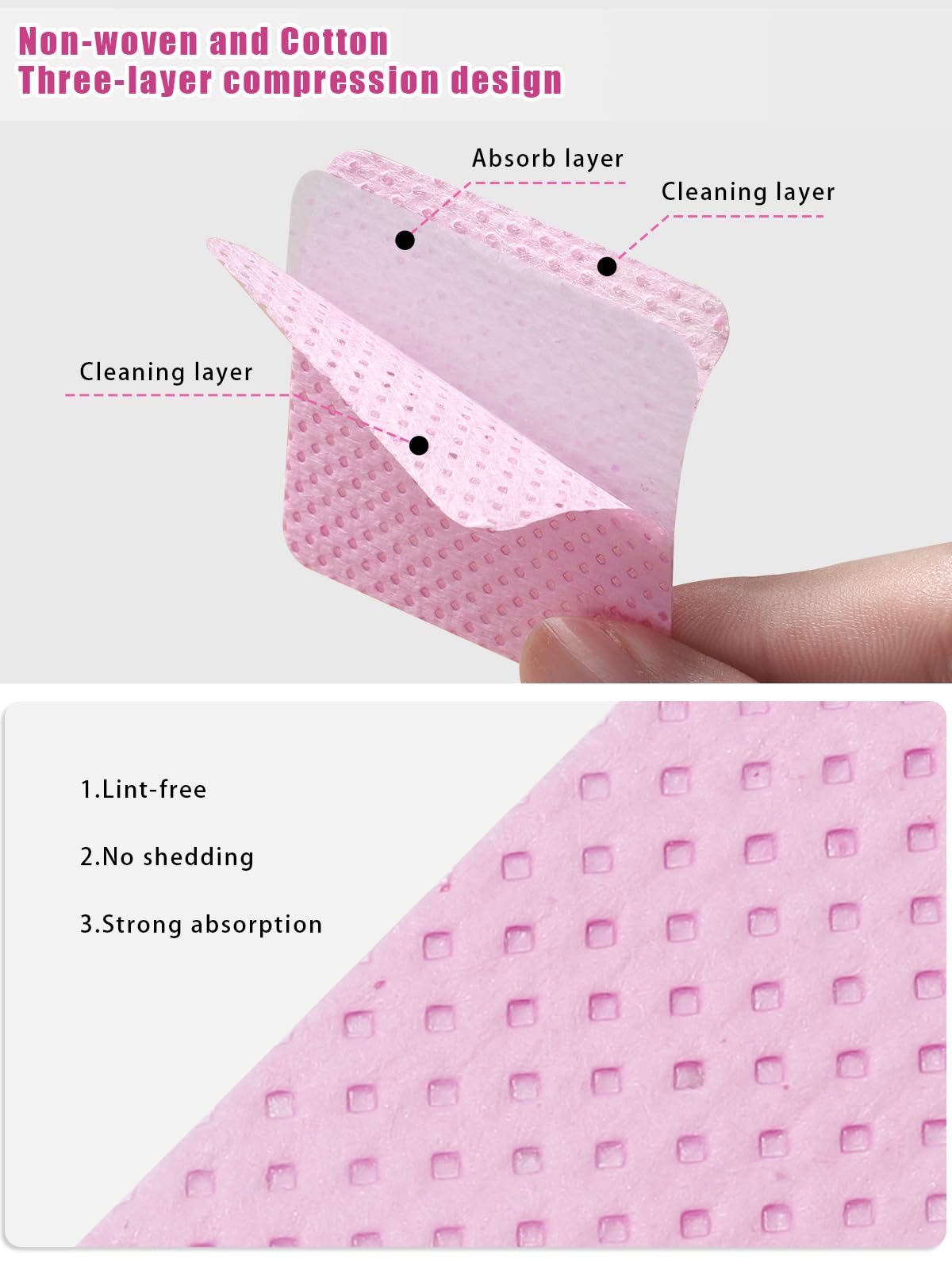 TEOYALL toallitas sin pelusa para uñas, ideal para quitar adhesivo de pestañas con suavidad.