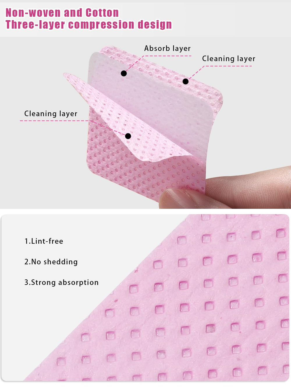 TEOYALL toallitas sin pelusa para uñas, ideal para quitar adhesivo de pestañas con suavidad.