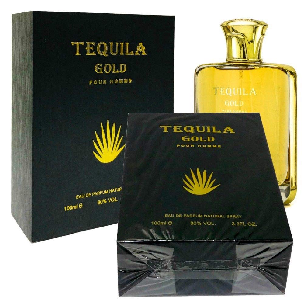 Tequila Gold Pour Homme, detalle de etiqueta, presentación elegante para regalo