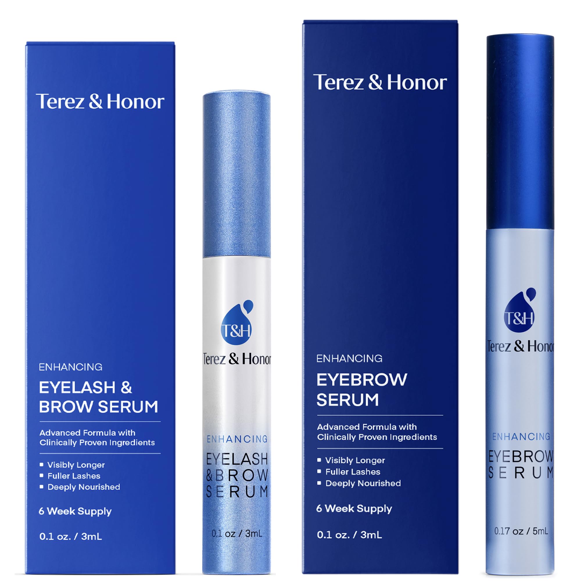Kit TER EZ & HONOR con sueros para pestañas y cejas, 3 ml y 5 ml