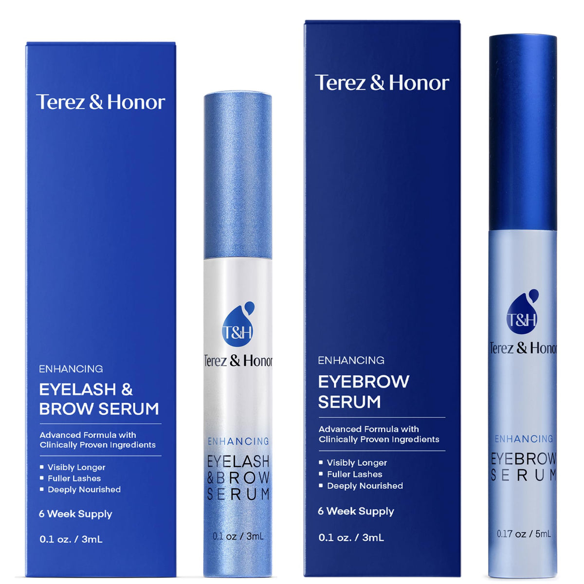 Kit TER EZ & HONOR con sueros para pestañas y cejas, 3 ml y 5 ml