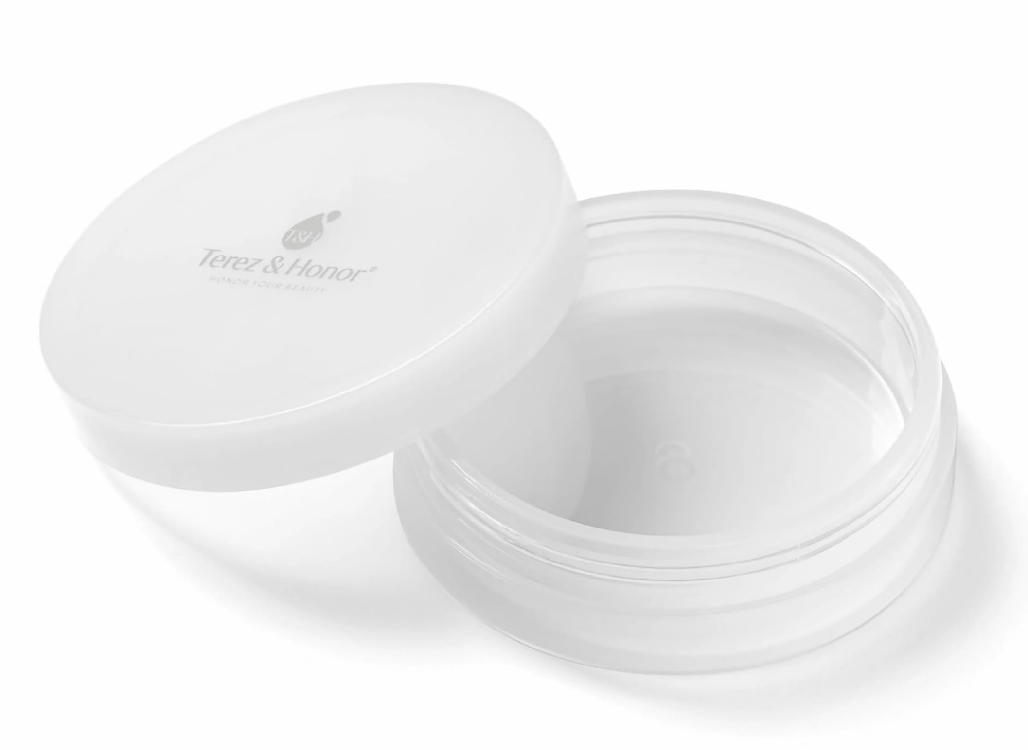 Contenedor mini de TEREZ Y HONOR para cuidado de la piel con tapas, ideal para viaje.