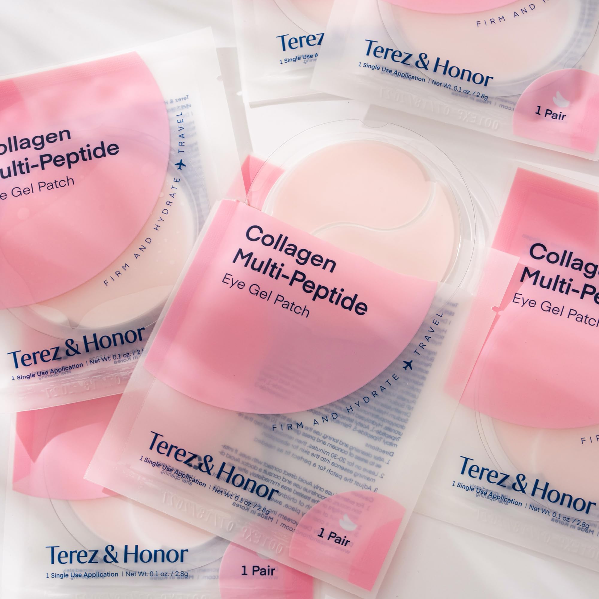 TEREZ & HONOR Parches de Hidrogel con Péptidos y Colágeno – 6 Pares para Ojos (Bolsas y Ojeras) – Ideal para Viaje y Regalo