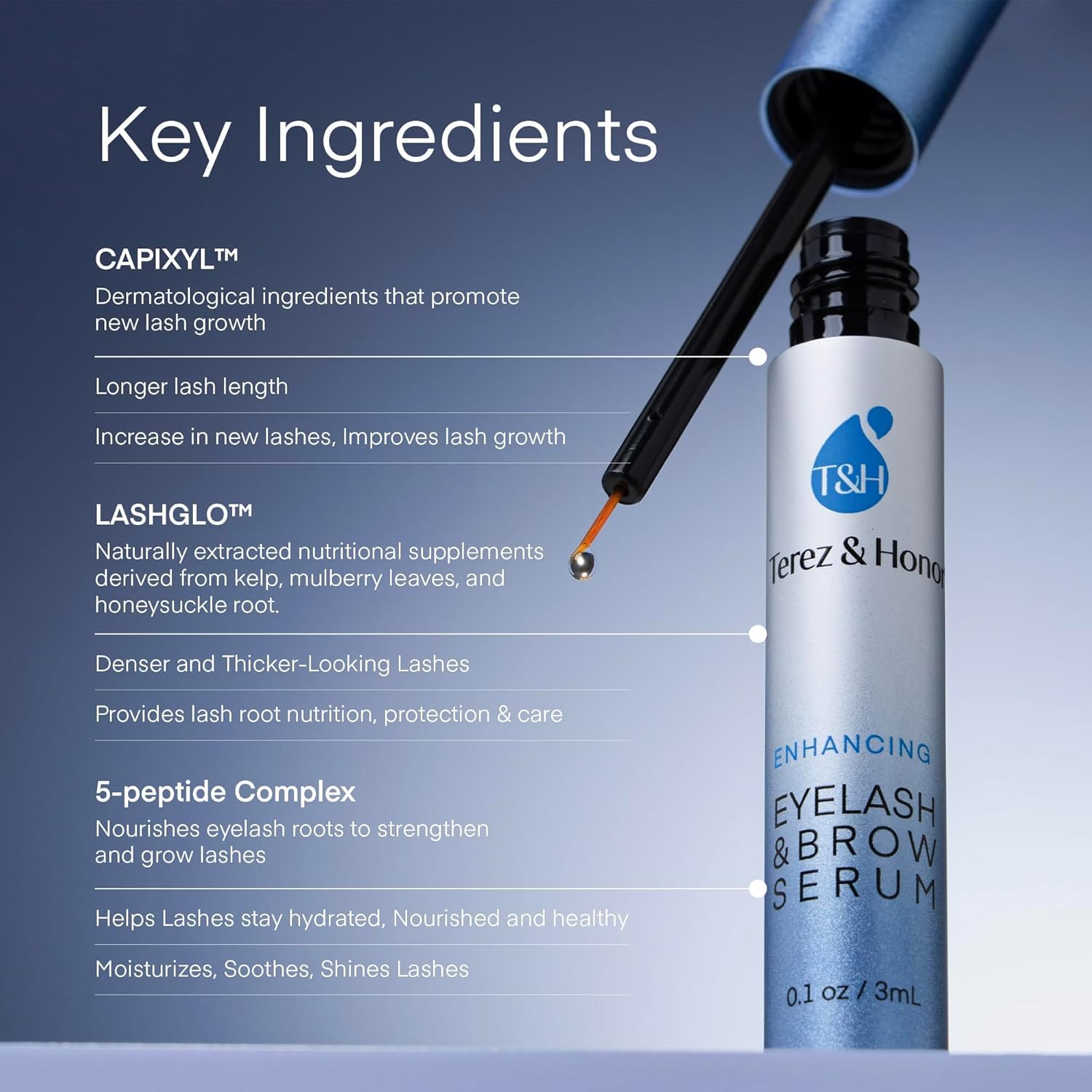 TEREZ & HONOR suero para cejas con definición delicada y aspecto natural.