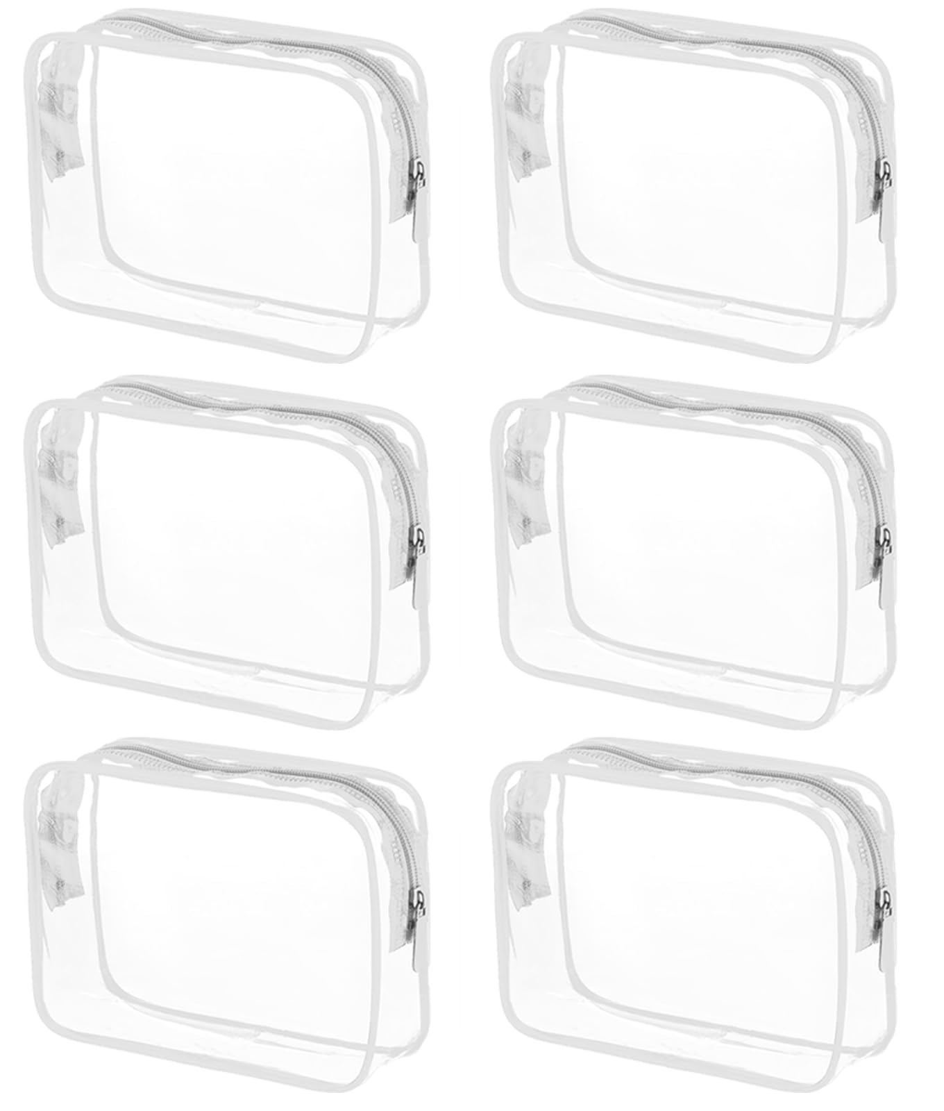Bolsas cosméticos transparentes de Tergy, conjunto de 6 para organizar maquillaje en viaje.