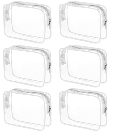 Bolsas cosméticos transparentes de Tergy, conjunto de 6 para organizar maquillaje en viaje.