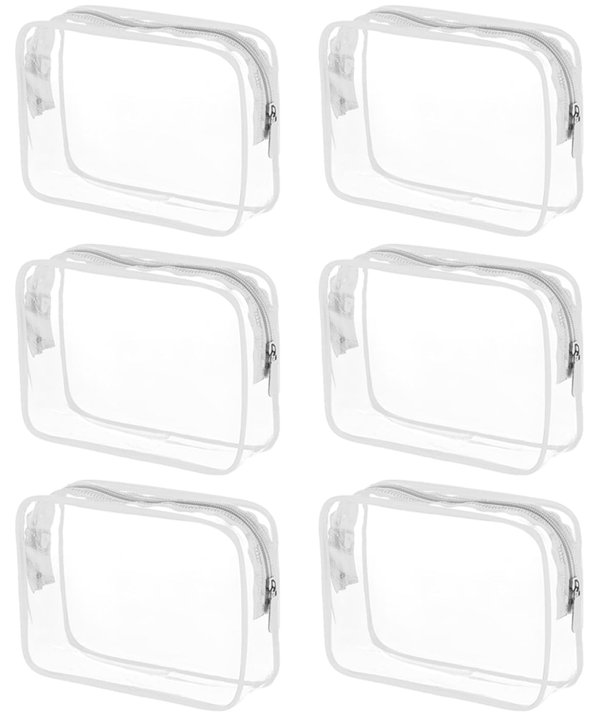 Bolsas cosméticos transparentes de Tergy, conjunto de 6 para organizar maquillaje en viaje.