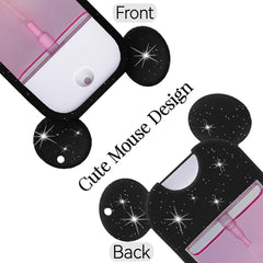 TERPINK estuche glitter negro-rosado para desinfectante de viaje.