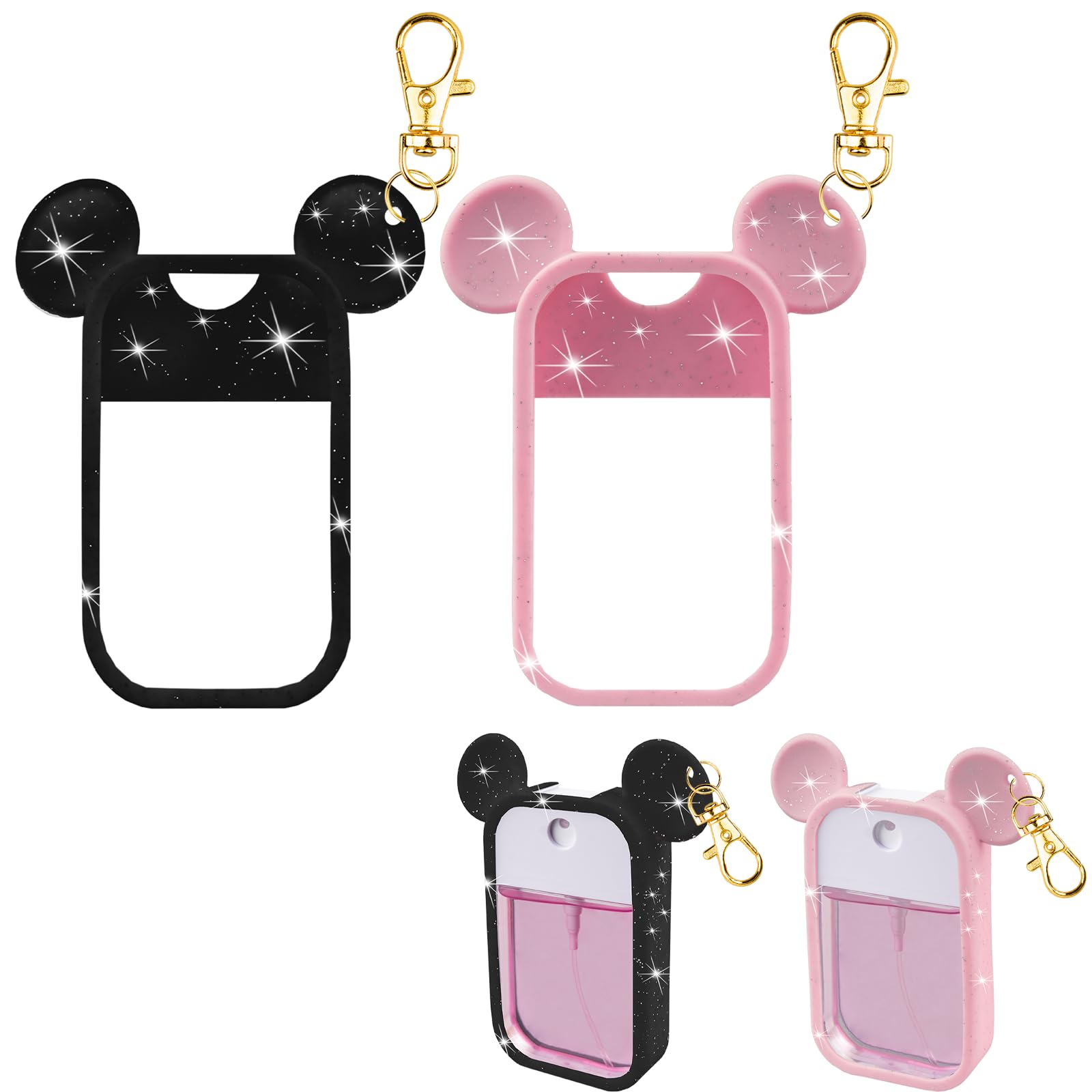 TERPINK estuche silicona con diseño ratón y ajuste perfecto para desinfectante 1 oz.