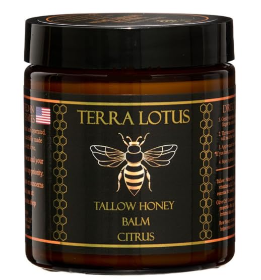 Terra Lotus balsamo sebo de res miel frasco: hidratacion suave para la piel.