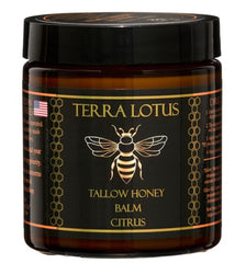 Terra Lotus balsamo sebo de res miel frasco: hidratacion suave para la piel.
