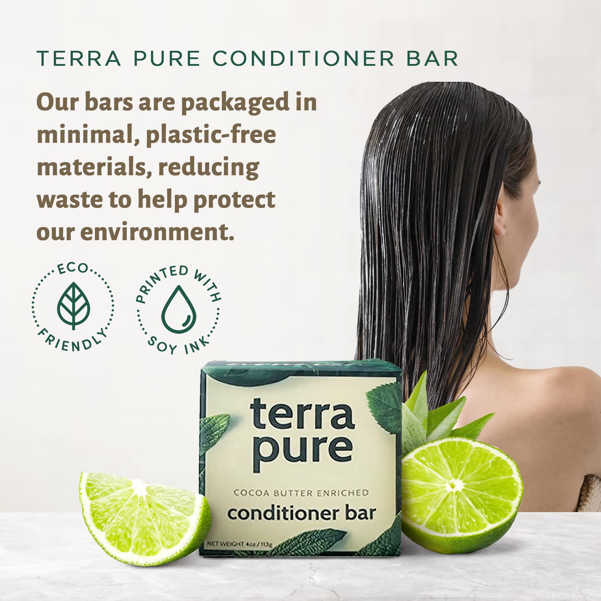 Textura cremosa de la barra Terra Pure para una aplicación suave.