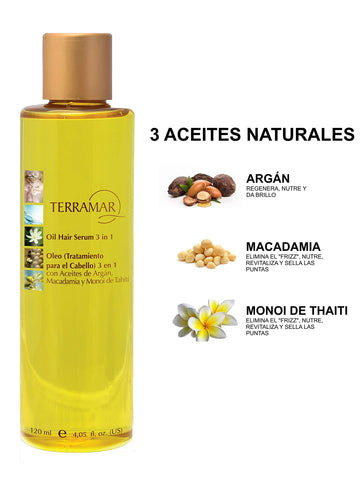 Gotas de Terramar en cabello: nutrición suave y brillo natural.