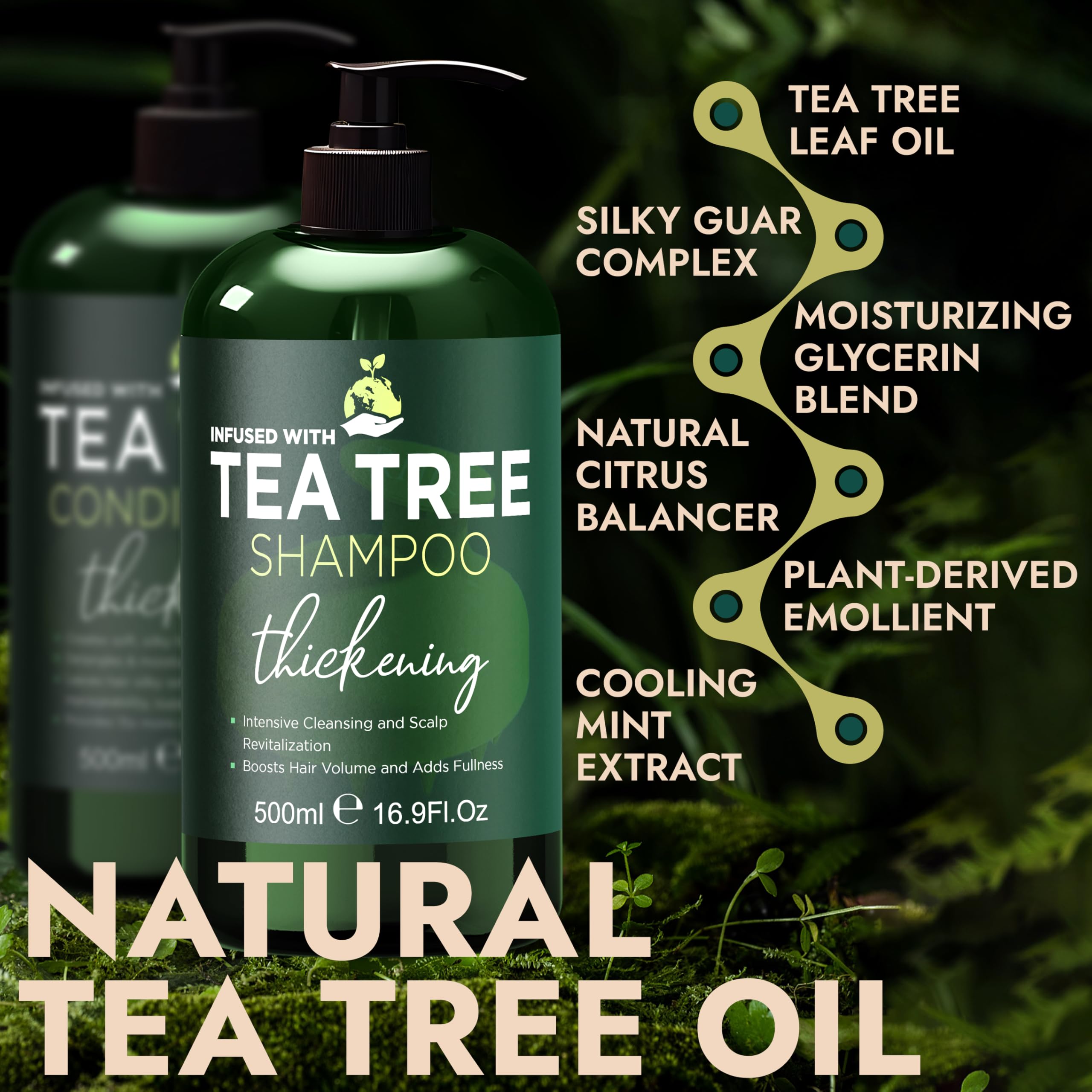 Terramed Acondicionador árbol de té botella cabello más grueso