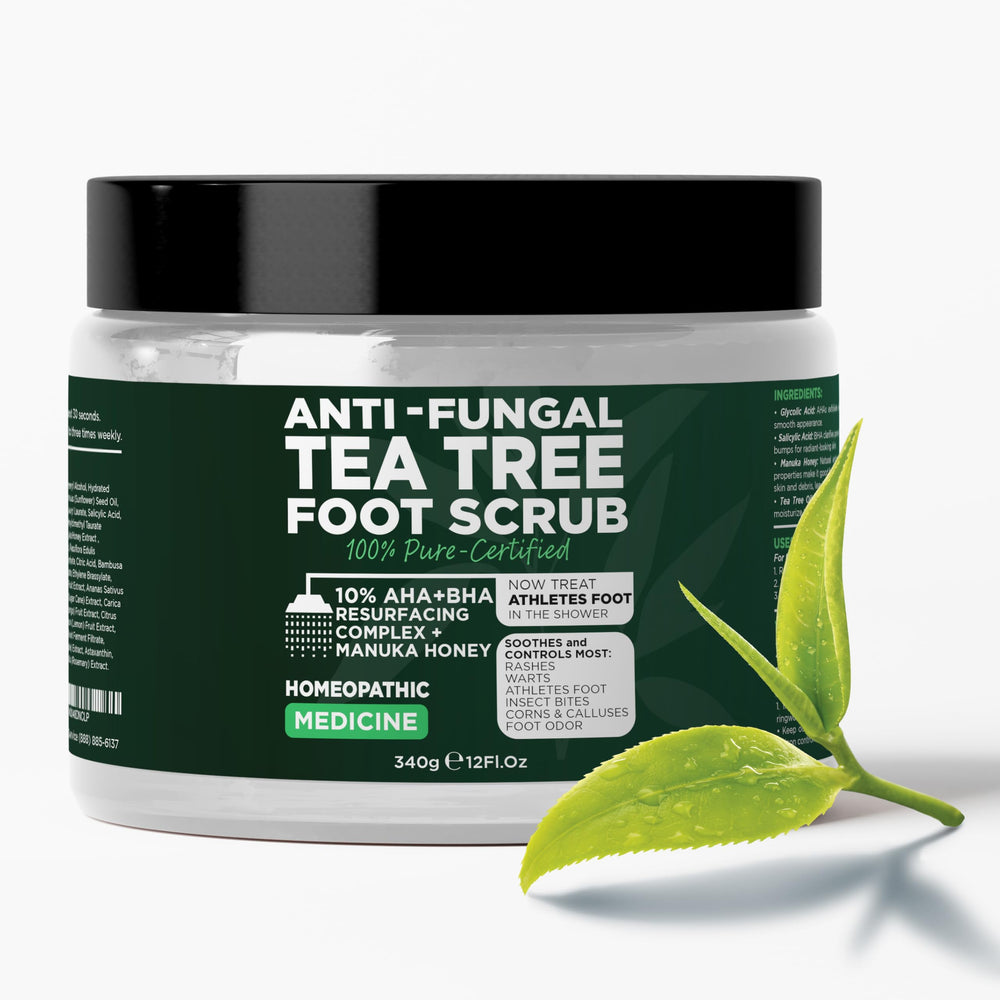 Terramed Just Think Comfort exfoliante de pies con aceite de árbol de té para piel suave.