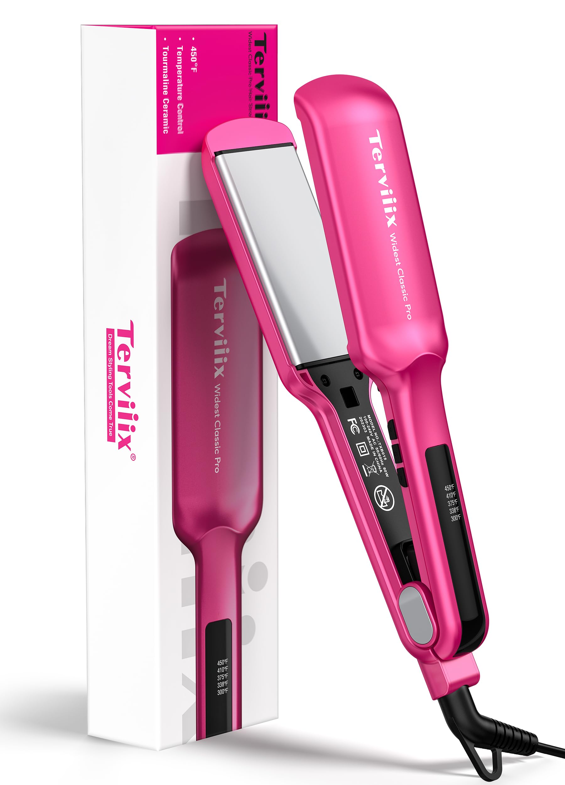Terviiix plancha con placas cerámicas de 2 pulgadas para peinar más cabello a la vez.