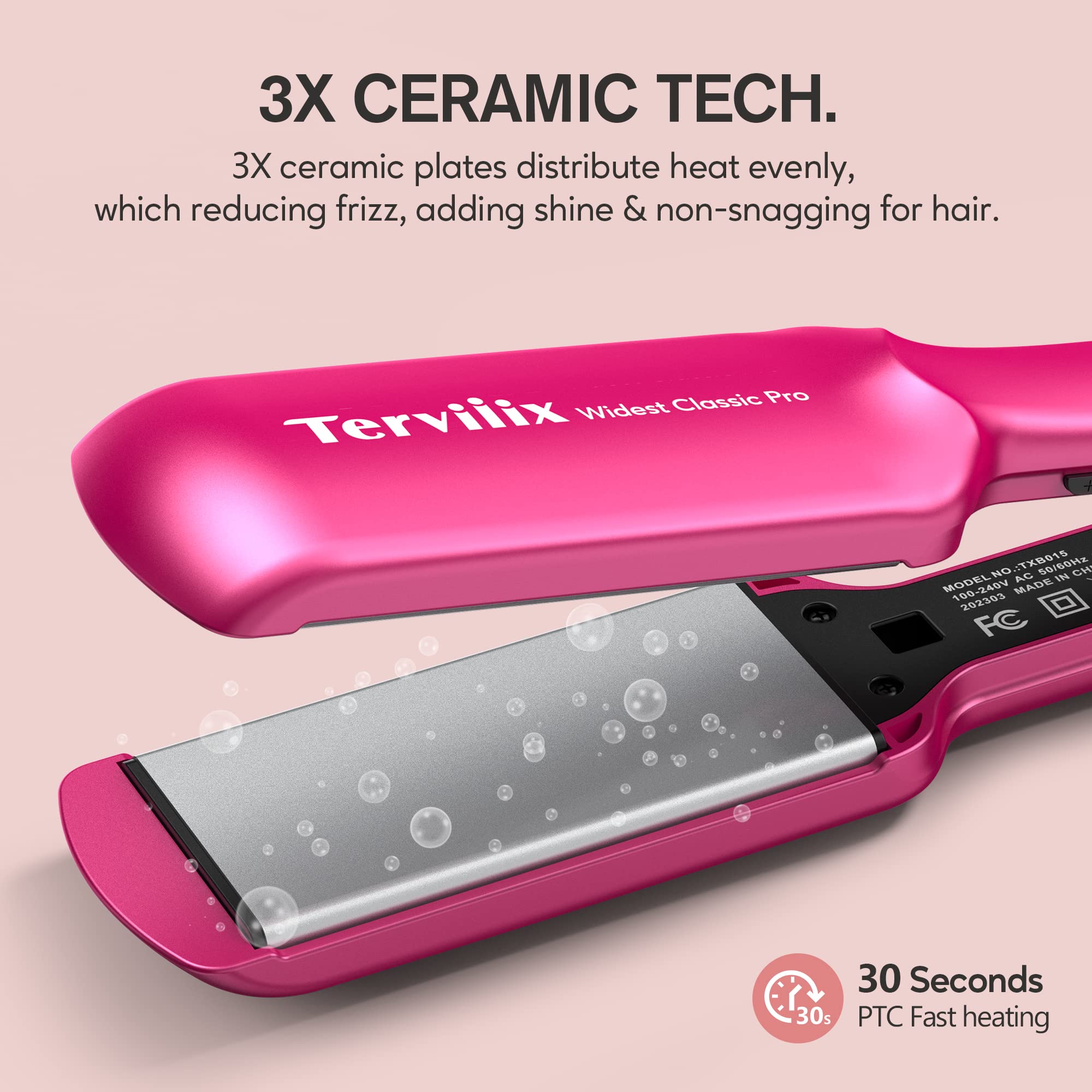 Terviiix rango de temperatura 300–450°F para distintos tipos de cabello.