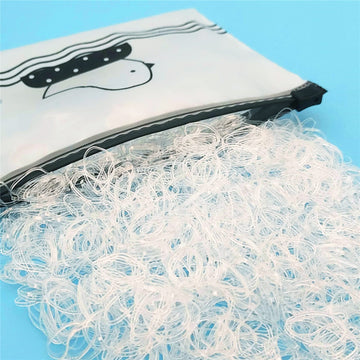 Bandas Tesvyns mini claras en paquete de 1500 para peinados rápidos.